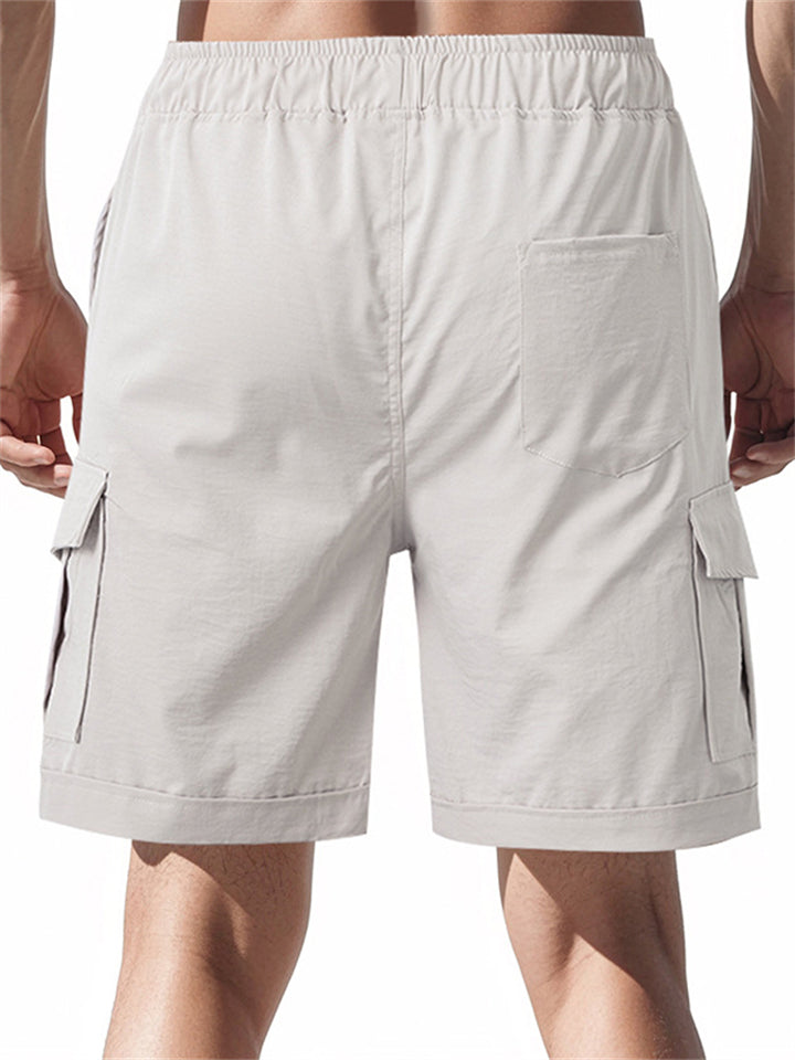 Men's Casual Drawstring Pocket Cargo Shorts