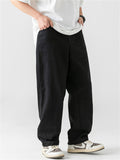 Men's Retro Casual Solid Color Cotton Straight Trousers