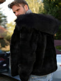 Men's Cool Trendy Hooded Black Faux Fur Coat