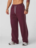 Men's Casual Solid Color Sports Drawstring Wide Leg Trousers