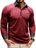 Fashion Lapel Collar Long Sleeve Polo Shirts for Men