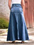 Fashionable Loose Women's Blue Denim Maxi Skirts