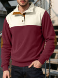 Men's Autumn Casual Contact Color Corduroy Quarter Button Pullover Sweatshirts