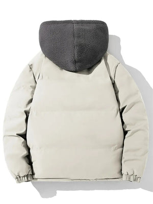 Men's Comfort Zip-up Fleece Down Jacket with Hood
