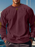 Men's Corduroy Contrast Color Round Neck Long Sleeve Shirt
