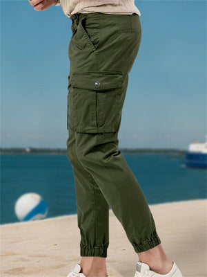 Men's Casual Solid Color Pockets Cargo Jogger Pants