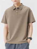 Men's Summer Cotton Solid Color Lapel Polo T-Shirt