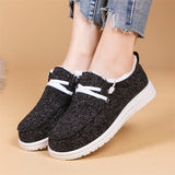 Plush Lined Low-top Canvas Loafers for Women