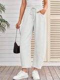 Women's Solid Color Casual Drawstring Cropped Sweatpants