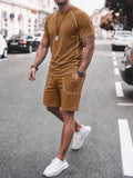 Men's Contrast Color Round Neck Quick-dry Top and Pants Set