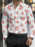 Men's Trendy Floral Print Lapel Collar Long Sleeve Casual Shirts