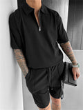 Fashion Casual Short Sleeved Polo Collar Set for Men
