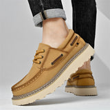 Male's Solid Color Outdoor Sedue Thick-soled Lace Up Shoes