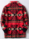 Men's Winter Red Heavy Industry Jacquard Long Sleeve Cardigan Sweaters