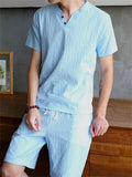 Men's Summer Vacation 2-Pieces V Neck Short Sleeve Loose Sets