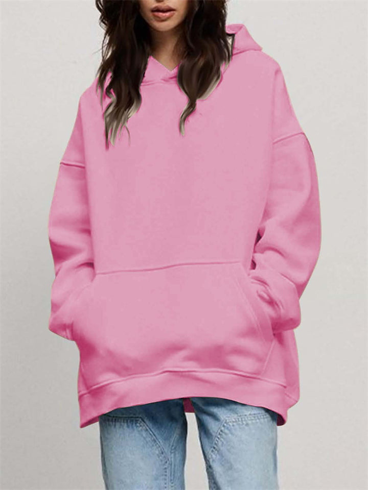 Women's Solid Fleece-lined Thickened Oversized Hoodies