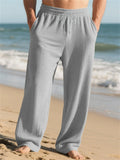 Men's Spring Drawstring Jacquard Pit Stripe Straight Leg Trousers