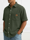 Men's Summer Comfy Corduroy Short Sleeve Button Down Shirts