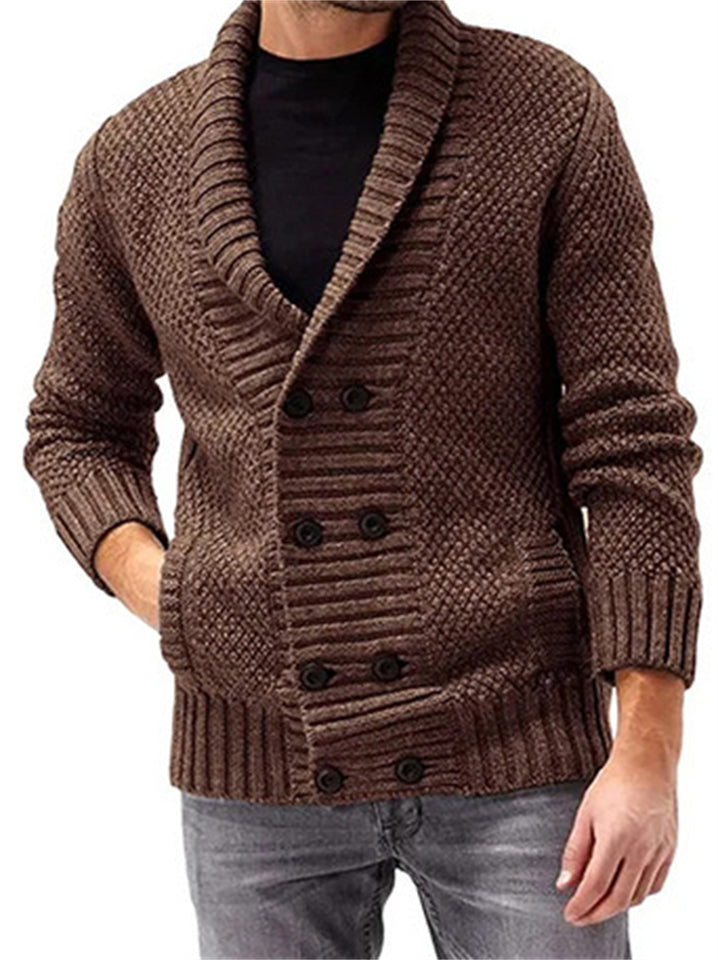 ‌Men's Casual Simple Double Breasted Knit Cardigan Sweaters