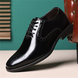 Men's Office Wear British Lace Up Glossy Dress Shoes