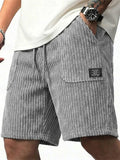 Men Retro Loose Fit Drawstring Summer Corduroy Shorts