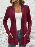 Women's Casual Solid Color Pockets Long Sleeve Cardigan Sweater