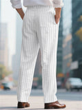 Men's Summer Lightweight Casual Striped Linen Pants