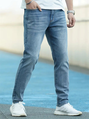 Men's Cosy Spring Autumn Straight Leg Light Blue Jeans