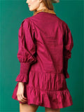 Women's Contrast Color Sequined Long Sleeve Lapel Shirt Dress