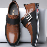 Men's Faux Leather Hook and Loop Fastener Flats Shoes