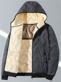 Men's Warm Zip Up Fleece Lined Hooded Jacket for Winter
