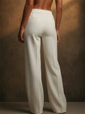 Womens High Waisted Soft Pintuck Straight Wide Leg Pants