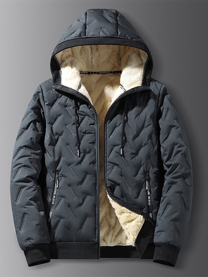 Men's Warm Zip Up Fleece Lined Hooded Jacket for Winter