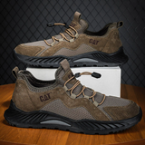 Male's Faux Leather Mesh Patchwork Outdoor Elastic Laces Sneakers