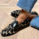 Women's Spring Faux Suede Walter Print Round Toe Flat Loafers