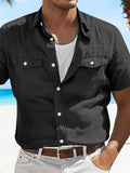 Men's Summer Solid Color Pockets Cargo Shirts
