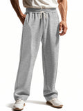 Men's Casual Solid Color Elastic Waist Wide Leg Sweatpants