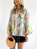 Personalized Printed V-Neck Blouse for Women