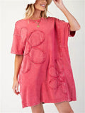 Women's 3D Flower Solid Color Short Sleeve T-Shirt Dress