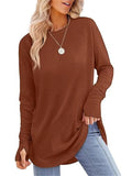 ‌Women's Simple Rpund Neck Long Sleeve Loose Fit Casual T-Shirt‌s
