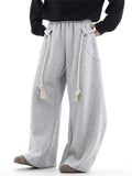 Gray Streetwear Loose Fit Drawstring Sweatpants with Pockets