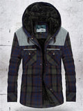 Men's Plush Liner Thickened Stylish Plaid Hooded Coat