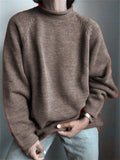 Solid Color Semi High Neck Long Sleeve Sweater for Women