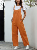 Women's Daily Loose Straight Leg Square Neck Jumpsuits