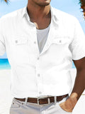 Men's Summer Solid Color Pockets Cargo Shirts