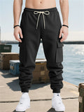 Male's Casual High Street Style Solid Color Pockets Cargo Jogger Trousers