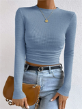 ‌Women's Sexy Long Sleeve Waffle Knit Slim Fit Shirts