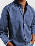 Men's Fashion Long Sleeve Button Up Pocket Shirts