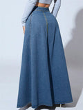 Women's Single-breasted  A-Line Big Hem Denim Skirts