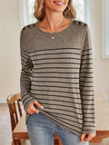 Women's Contrast Color Stripe Round Neck Long Sleeve T-Shirt